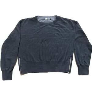 GAP Women’s Black Crewneck Cropped Sweatshirt w Zippers On Each Side at Hem - PM